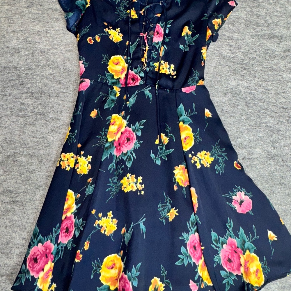 WYLDR Yellow and Pink Flutter Sleeve Sundress
